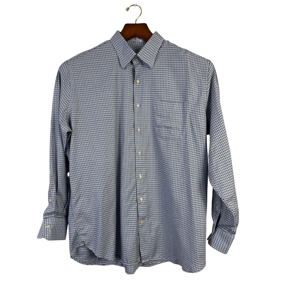 Peter Millar Extra‎ Large Plaid Preppy Blue Button Down Long Sleeve Shirt Cotton